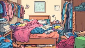 Messy bedroom cartoon