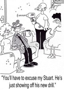 Power drill madness cartoon.